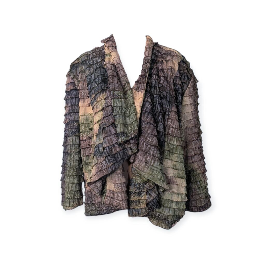 Dress Barn ruffled goblincore blazer XL open front agaric draped